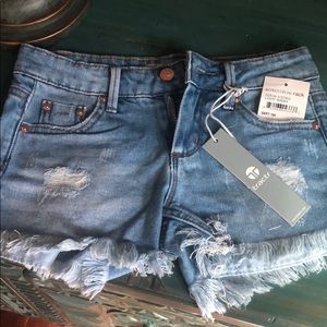 Tractr Blue Distressed Denim Shorts
